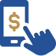 mobile banking with hand icon illustration