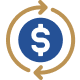 dollar sign with cycling arrows icon illustration