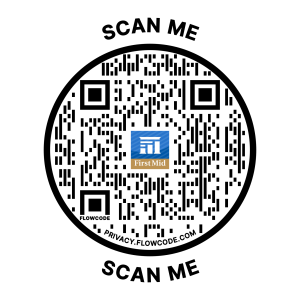 Scan to download the First Mid Personal Mobile Banking app.