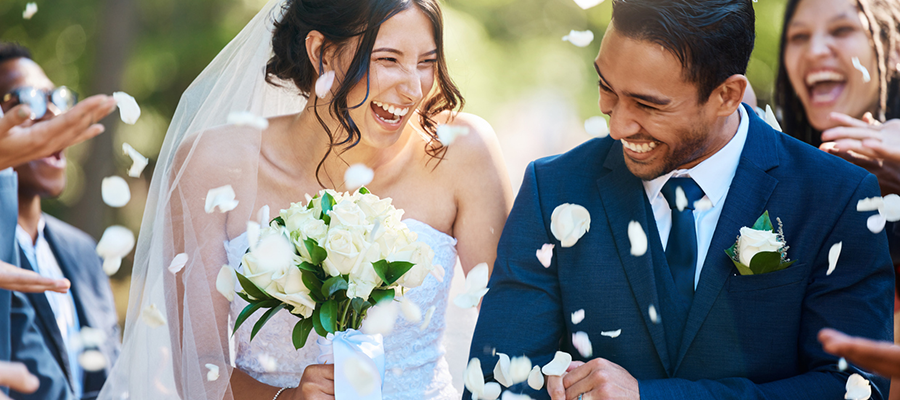 Diverse couple getting married